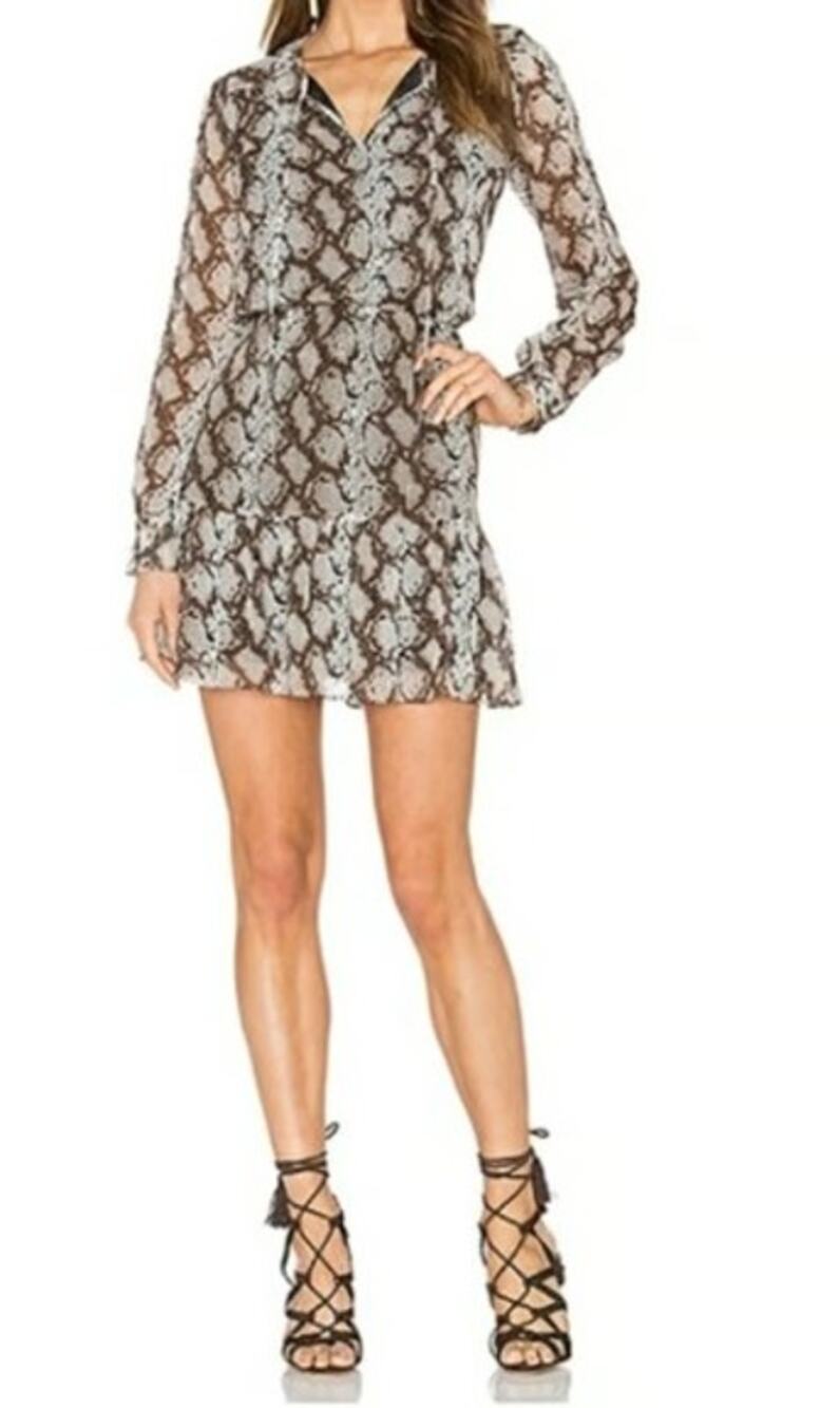 Greylin Sellia Snake Print Pintucked Dress Large